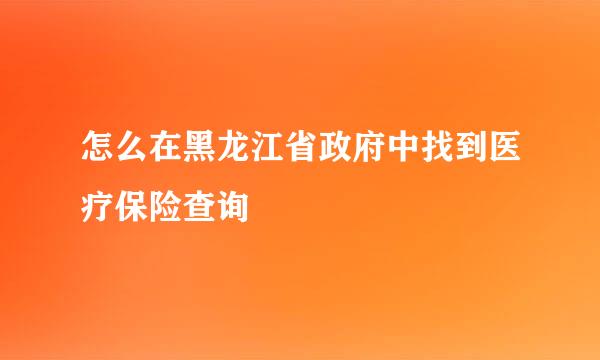 怎么在黑龙江省政府中找到医疗保险查询