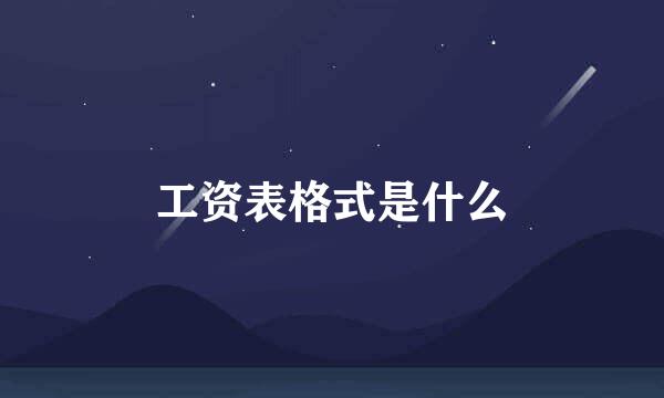 工资表格式是什么