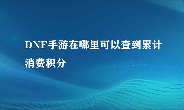 DNF手游在哪里可以查到累计消费积分