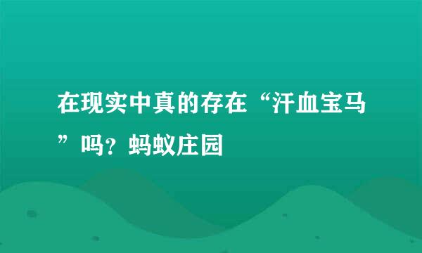 在现实中真的存在“汗血宝马”吗？蚂蚁庄园