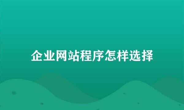 企业网站程序怎样选择