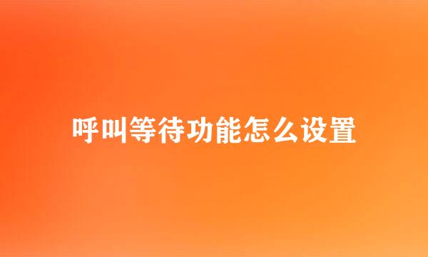 呼叫等待功能怎么设置