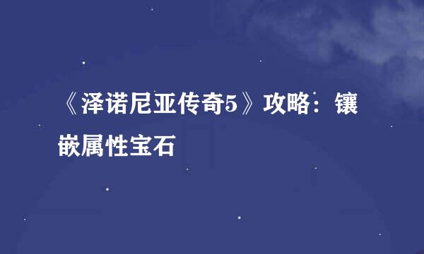 《泽诺尼亚传奇5》攻略：镶嵌属性宝石