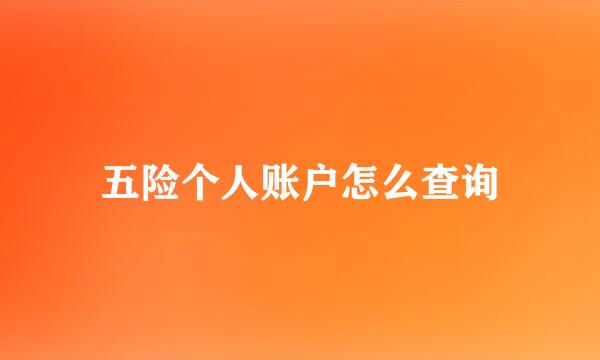 五险个人账户怎么查询