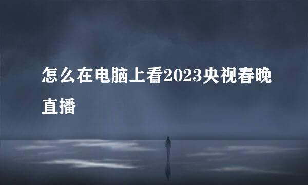 怎么在电脑上看2023央视春晚直播