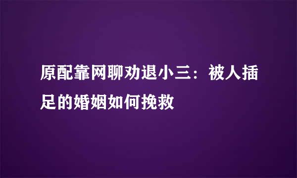 原配靠网聊劝退小三：被人插足的婚姻如何挽救