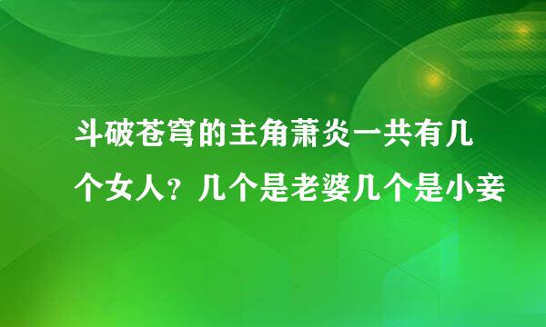 斗破苍穹的主角萧炎一共有几个女人?几个是老婆几个是小妾