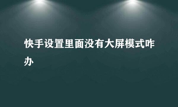 快手设置里面没有大屏模式咋办