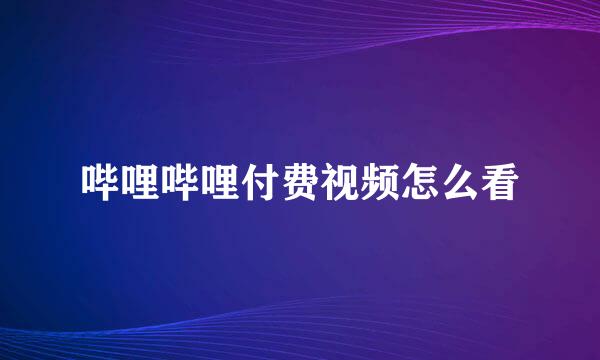 哔哩哔哩付费视频怎么看