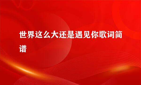 世界这么大还是遇见你歌词简谱