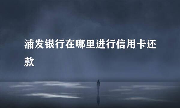 浦发银行在哪里进行信用卡还款
