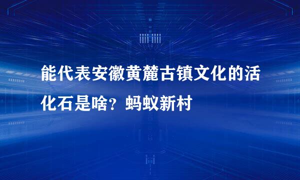 能代表安徽黄麓古镇文化的活化石是啥？蚂蚁新村