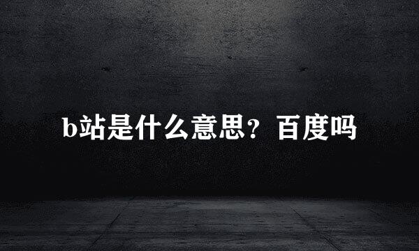 b站是什么意思？百度吗