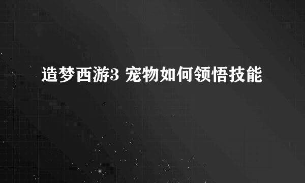 造梦西游3 宠物如何领悟技能