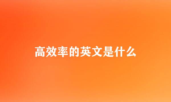 高效率的英文是什么