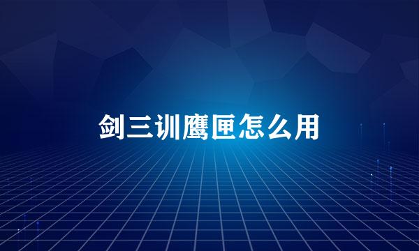 剑三训鹰匣怎么用
