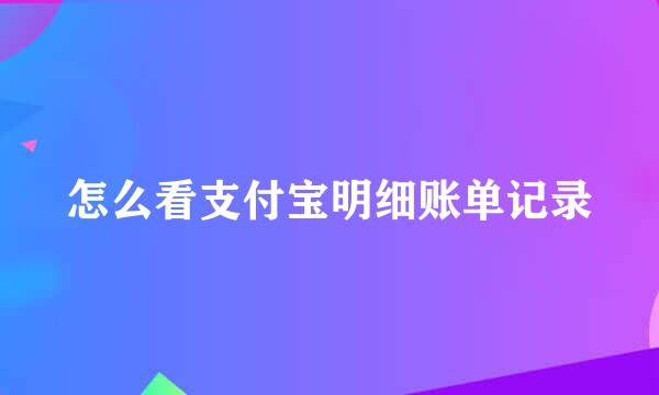 怎么看支付宝明细账单记录