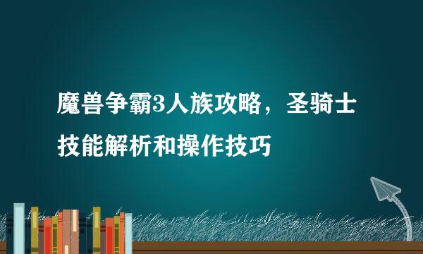魔兽争霸3人族攻略,圣骑士技能解析和操作技巧