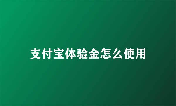 支付宝体验金怎么使用