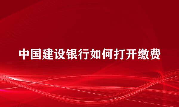 中国建设银行如何打开缴费
