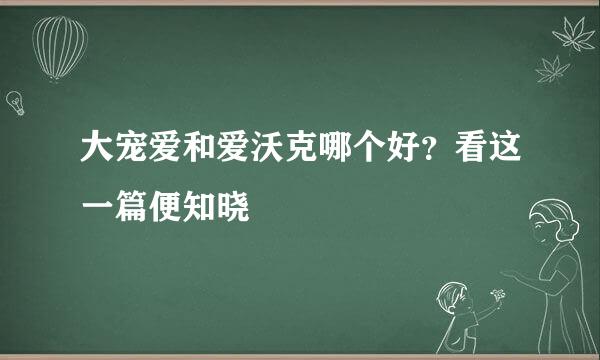 大宠爱和爱沃克哪个好？看这一篇便知晓
