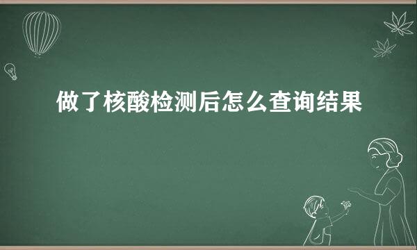 做了核酸检测后怎么查询结果