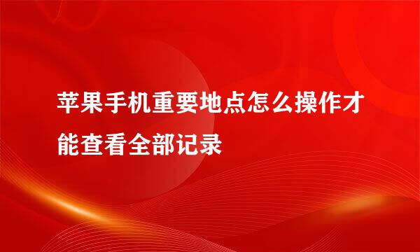 苹果手机重要地点怎么操作才能查看全部记录