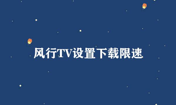 风行TV设置下载限速
