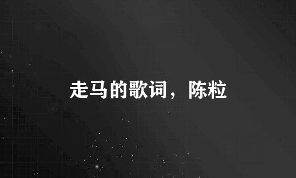 走马的歌词，陈粒