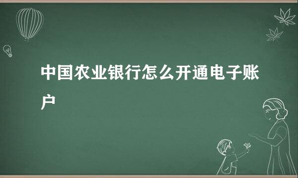 中国农业银行怎么开通电子账户