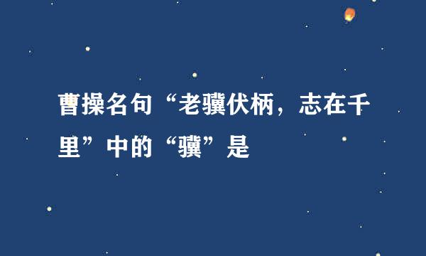 曹操名句“老骥伏柄，志在千里”中的“骥”是