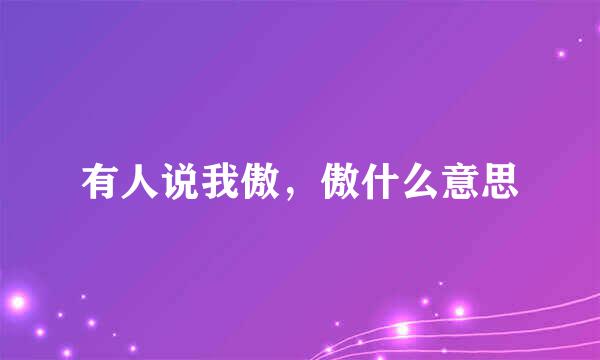 有人说我傲,傲什么意思