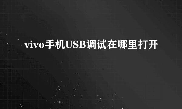 vivo手机USB调试在哪里打开