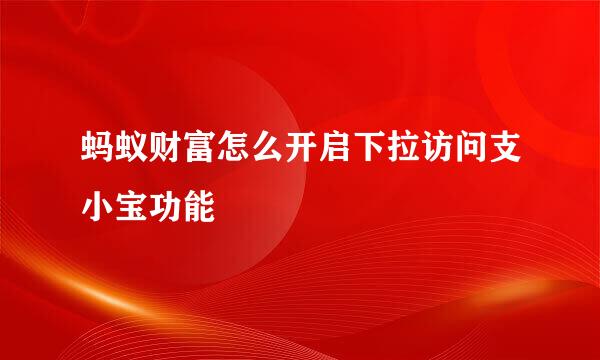 蚂蚁财富怎么开启下拉访问支小宝功能