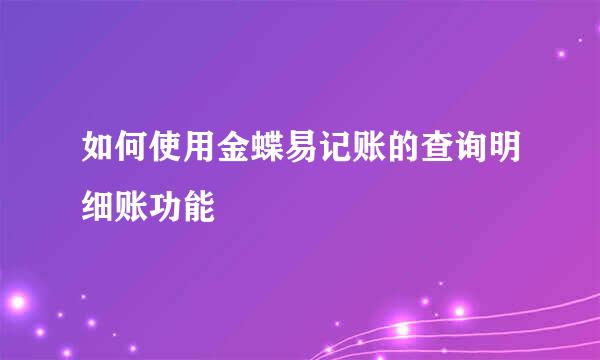 如何使用金蝶易记账的查询明细账功能