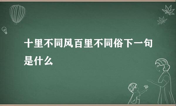 十里不同风百里不同俗下一句是什么