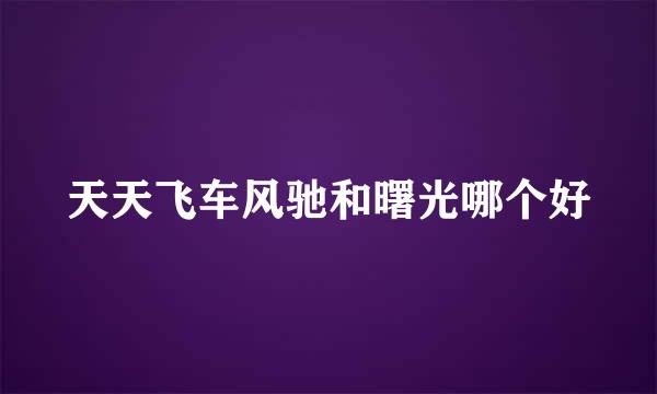 天天飞车风驰和曙光哪个好