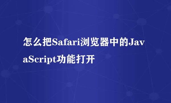 怎么把Safari浏览器中的JavaScript功能打开