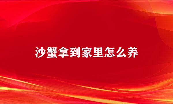 沙蟹拿到家里怎么养