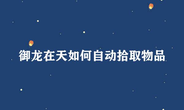 御龙在天如何自动拾取物品