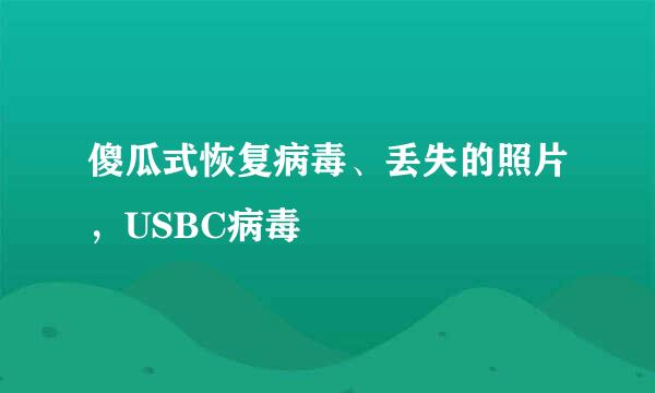 傻瓜式恢复病毒、丢失的照片，USBC病毒