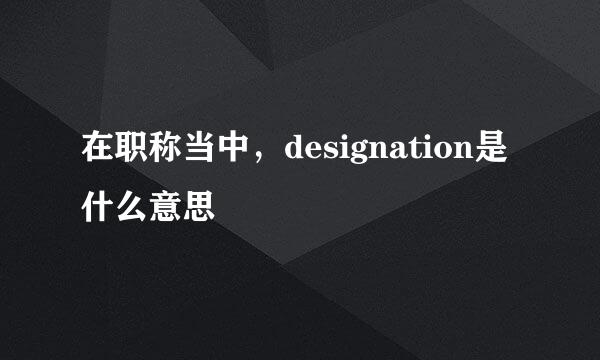 在职称当中，designation是什么意思