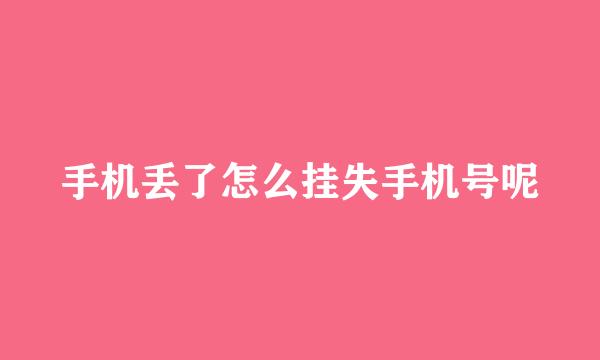 手机丢了怎么挂失手机号呢