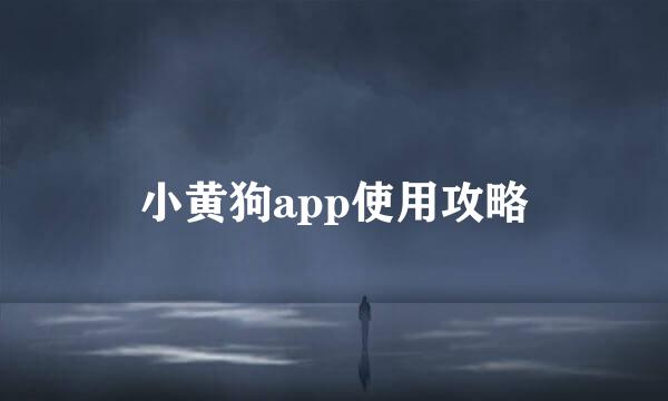 小黄狗app使用攻略