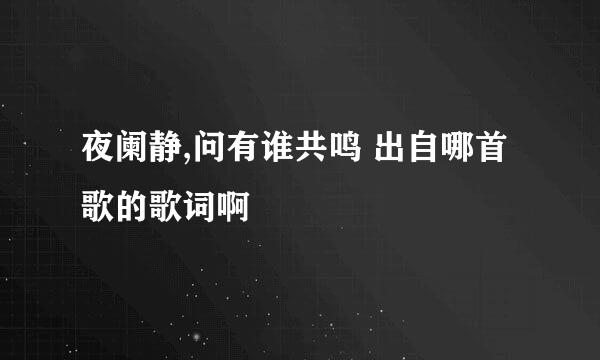 夜阑静,问有谁共鸣 出自哪首歌的歌词啊