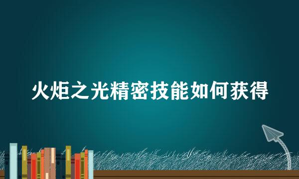 火炬之光精密技能如何获得