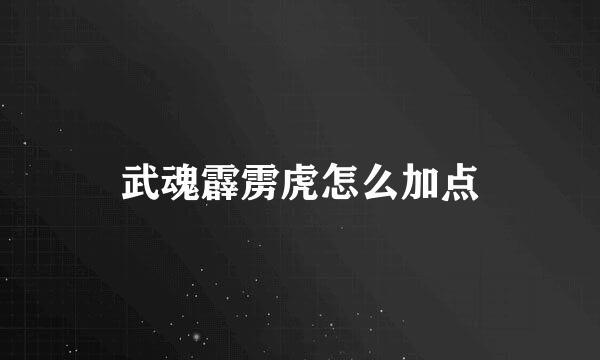 武魂霹雳虎怎么加点