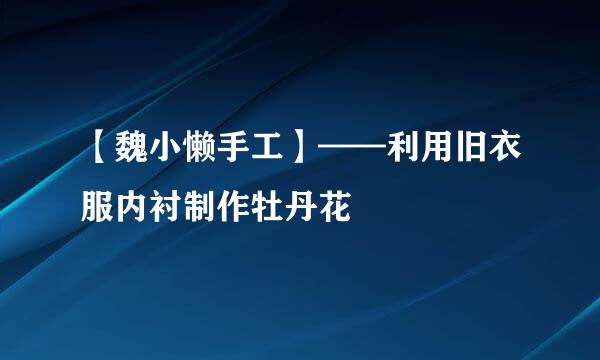 【魏小懒手工】——利用旧衣服内衬制作牡丹花