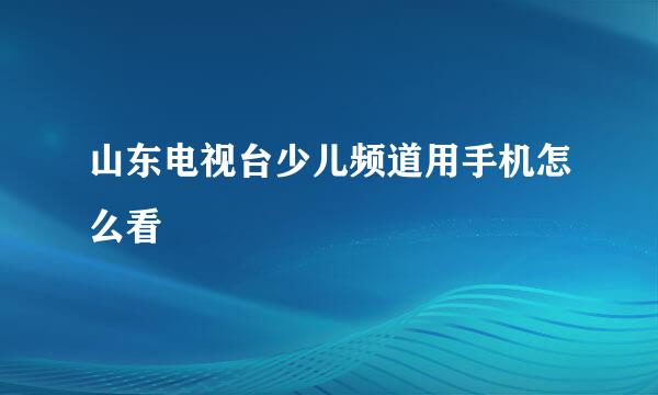 山东电视台少儿频道用手机怎么看