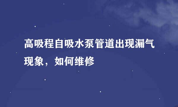 高吸程自吸水泵管道出现漏气现象，如何维修